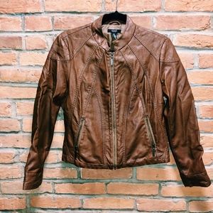 Brown Leather Motorcycle Jacket (EUC)